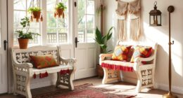chic boho entryway benches