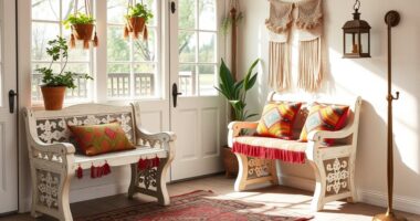 chic boho entryway benches