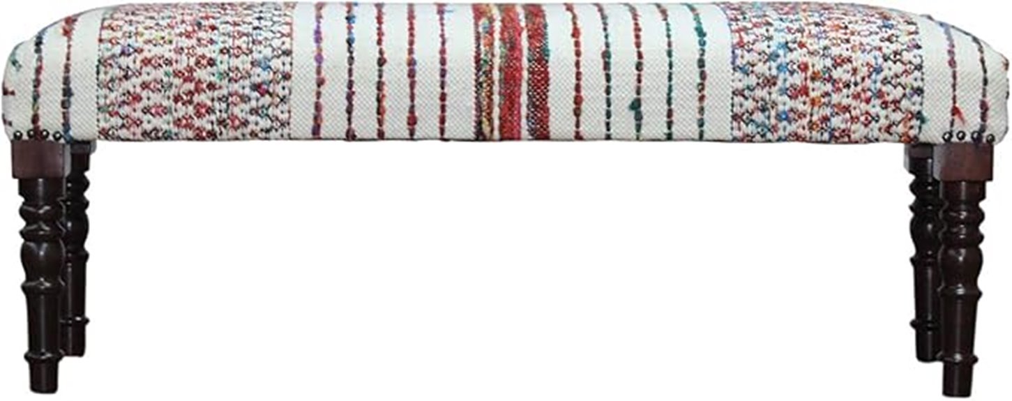 colorful upholstered entry bench