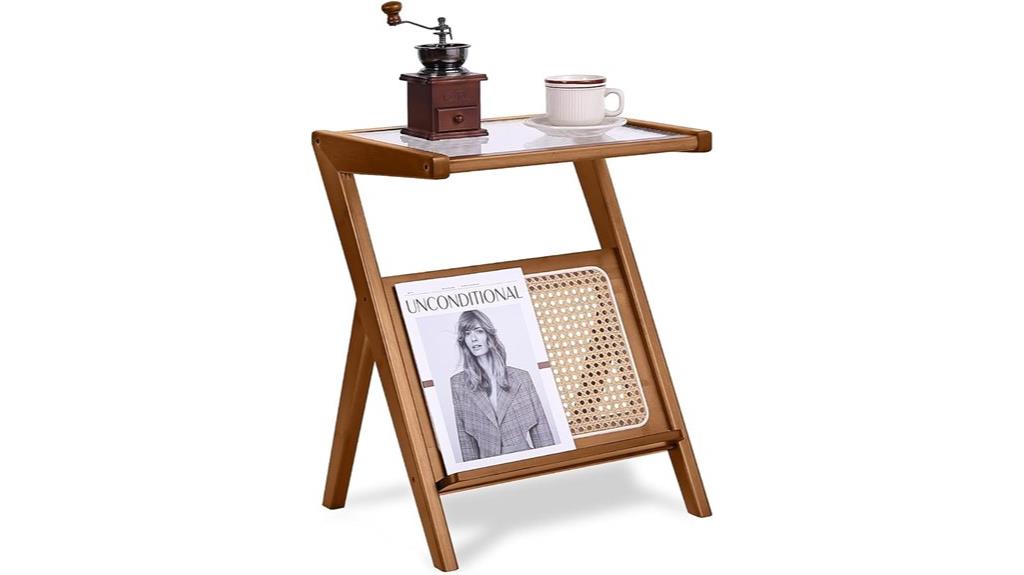 compact rattan nightstand storage