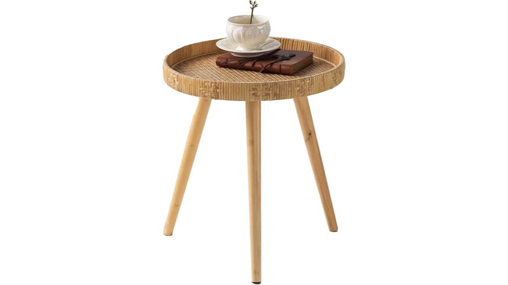 compact rattan side table