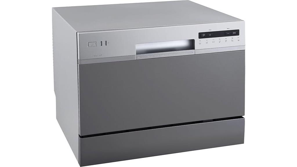 compact silver countertop dishwasher
