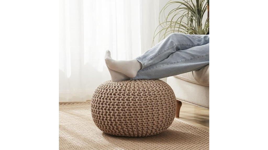 cotton knit ottoman pouf