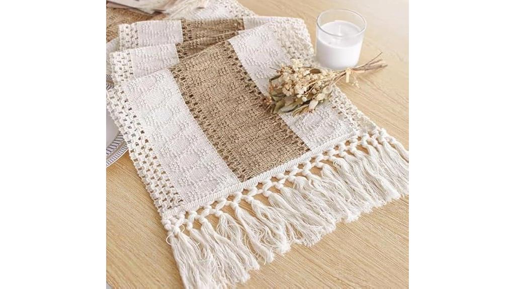 cream brown tassel runner