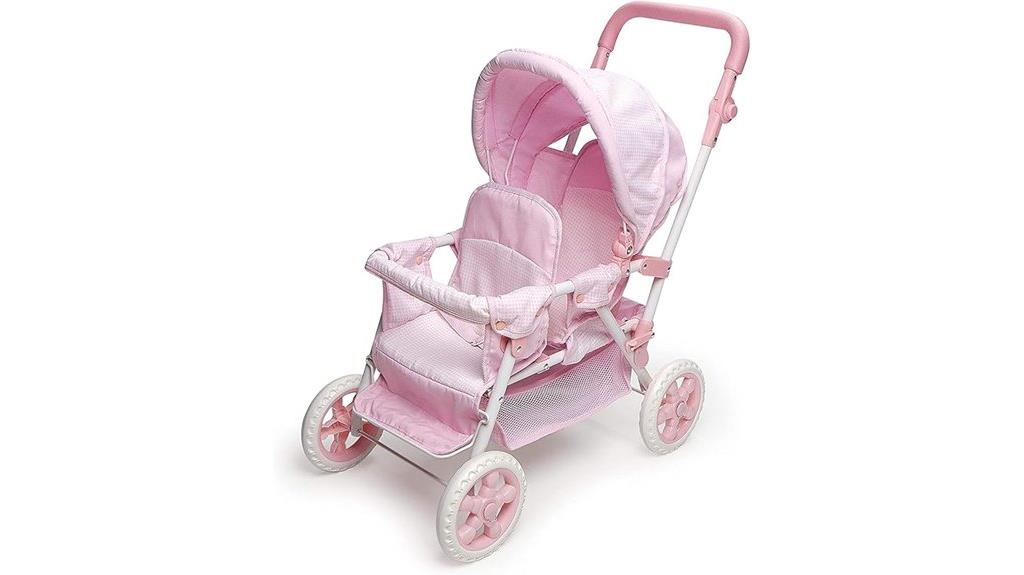 double doll stroller gingham
