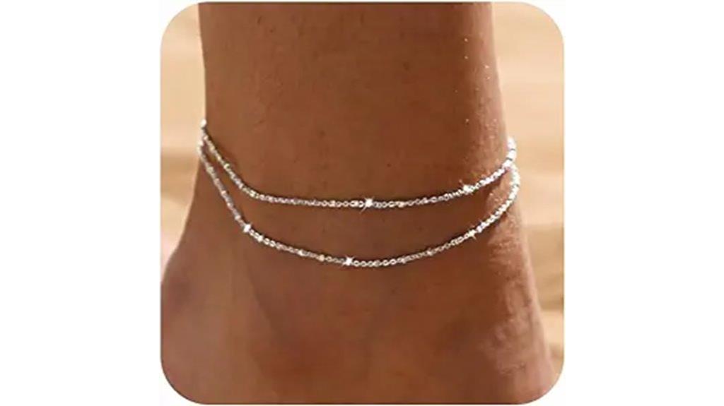 elegant silver anklet set