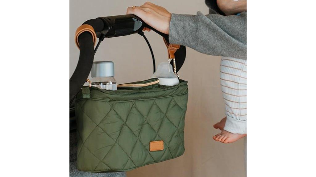 elegant stroller organizer with cups