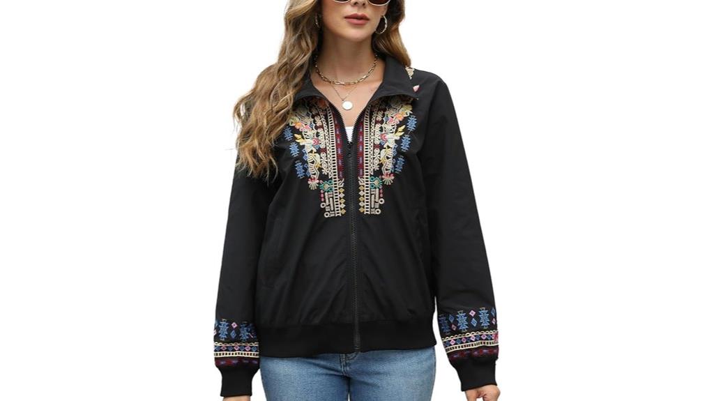 embroidered boho bomber