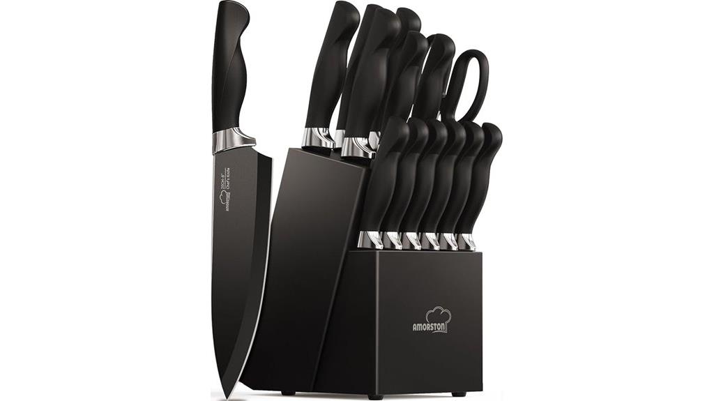 fifteen knife set with block
