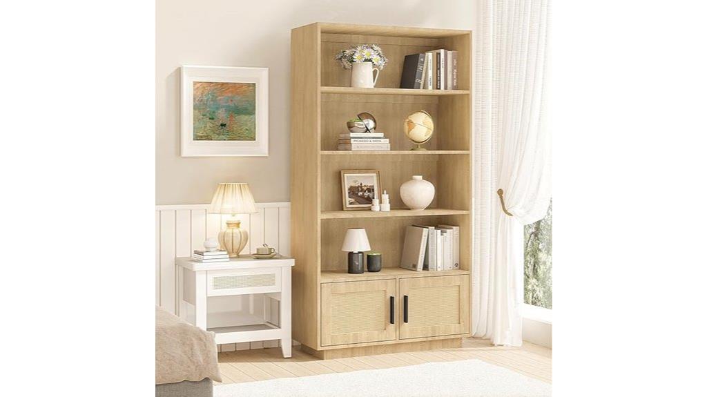five tier rattan door bookshelf