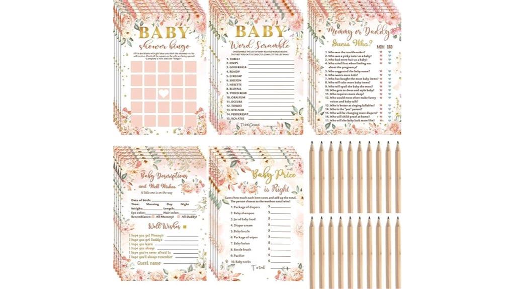 floral baby shower game pack