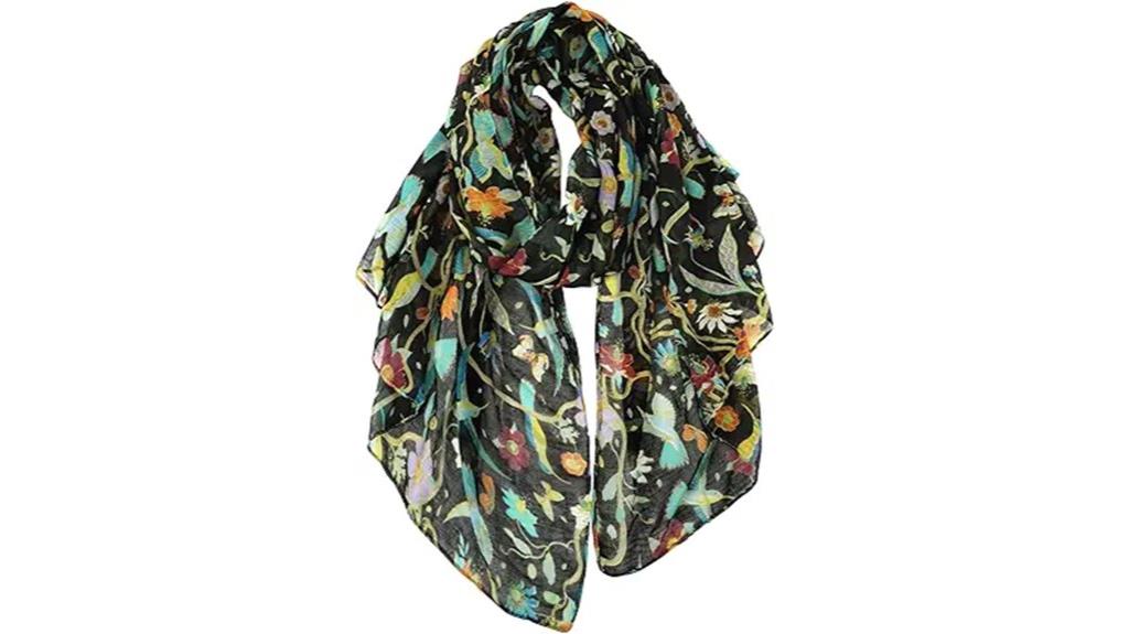 floral birds cotton scarf