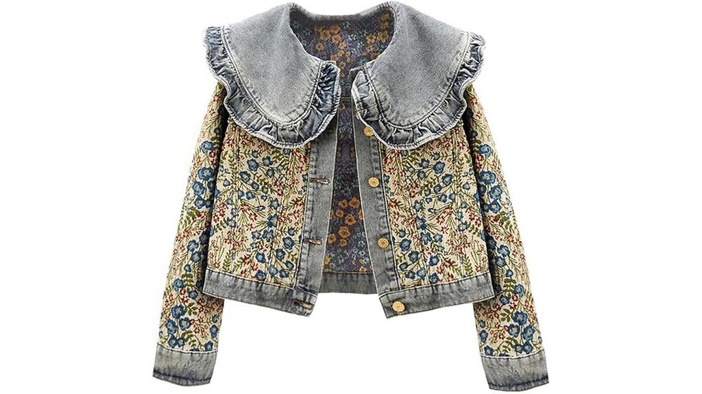 floral embroidered jean jacket