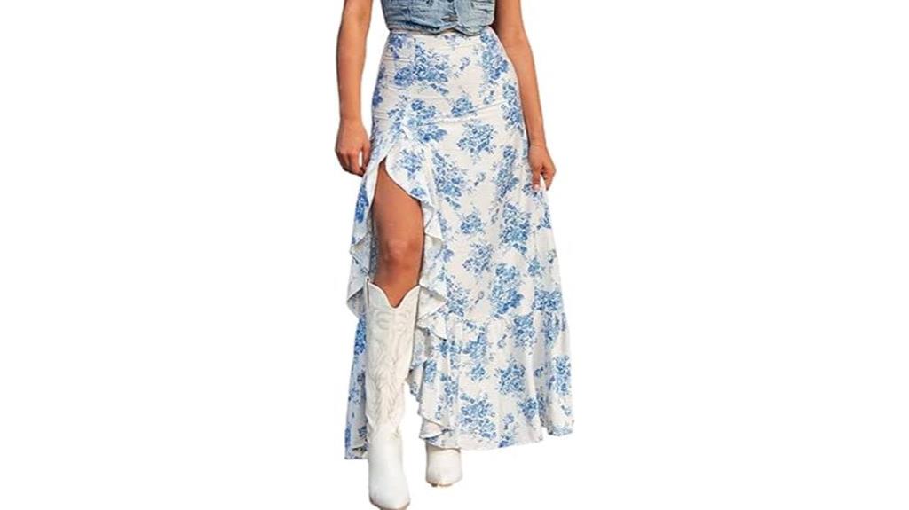 floral maxi skirt with slit