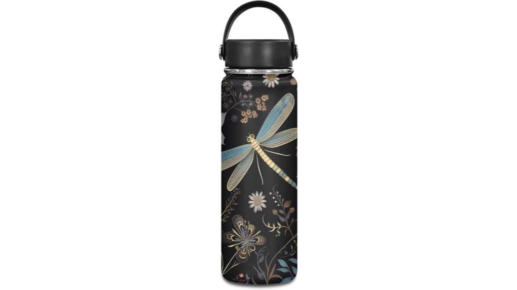 flower dragonfly stainless bottle