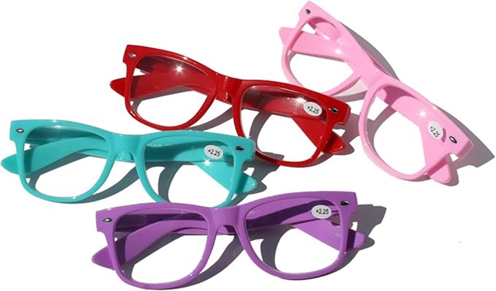 four pairs of reading glasses