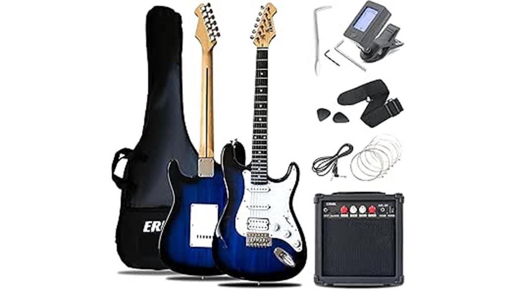 full size blue electric guitar