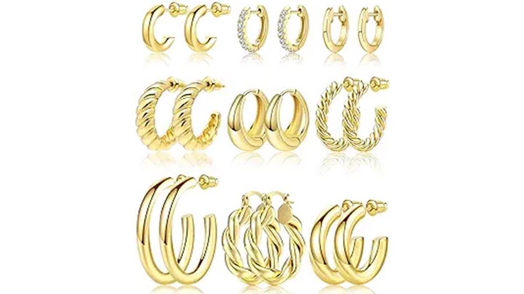 gold hoop earrings set