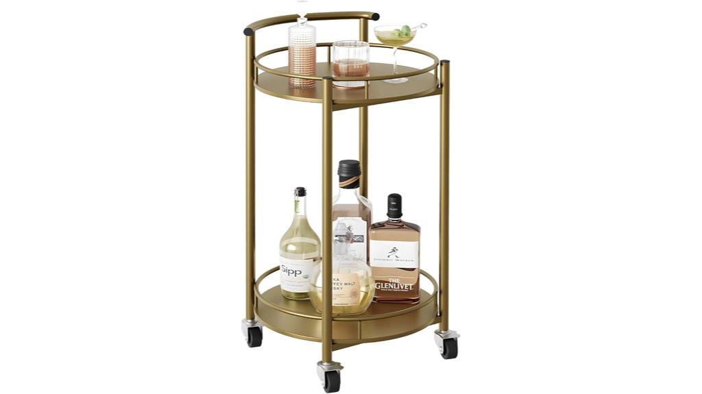 gold two tier bar cart
