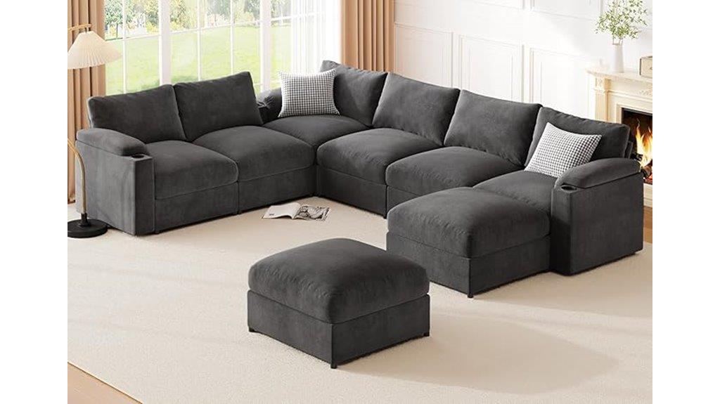 grey 8 seat modular sofa