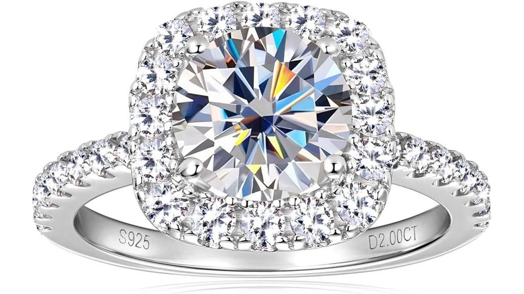 halo moissanite sterling silver