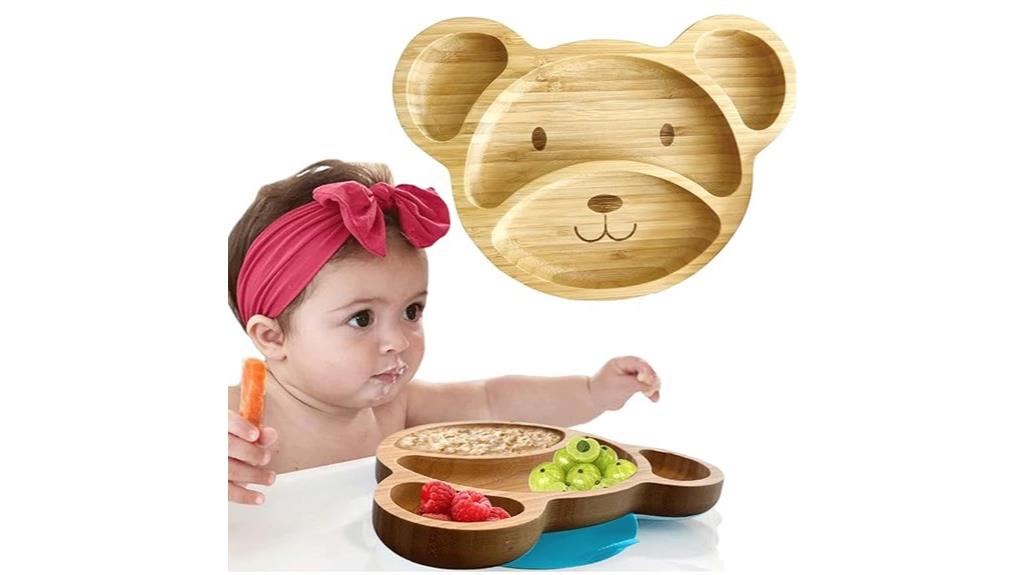 kids blue bamboo suction plates