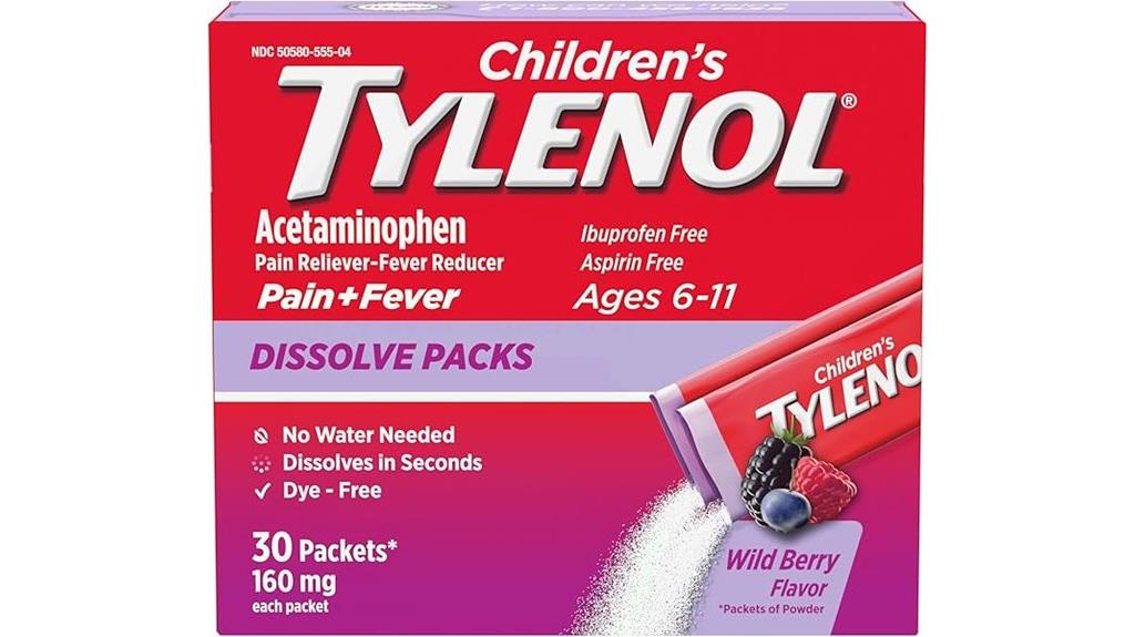 kids dissolvable tylenol packs