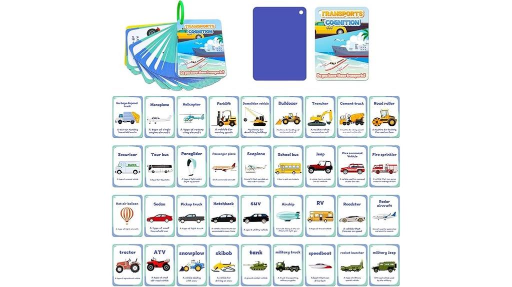 kids transport learning cards