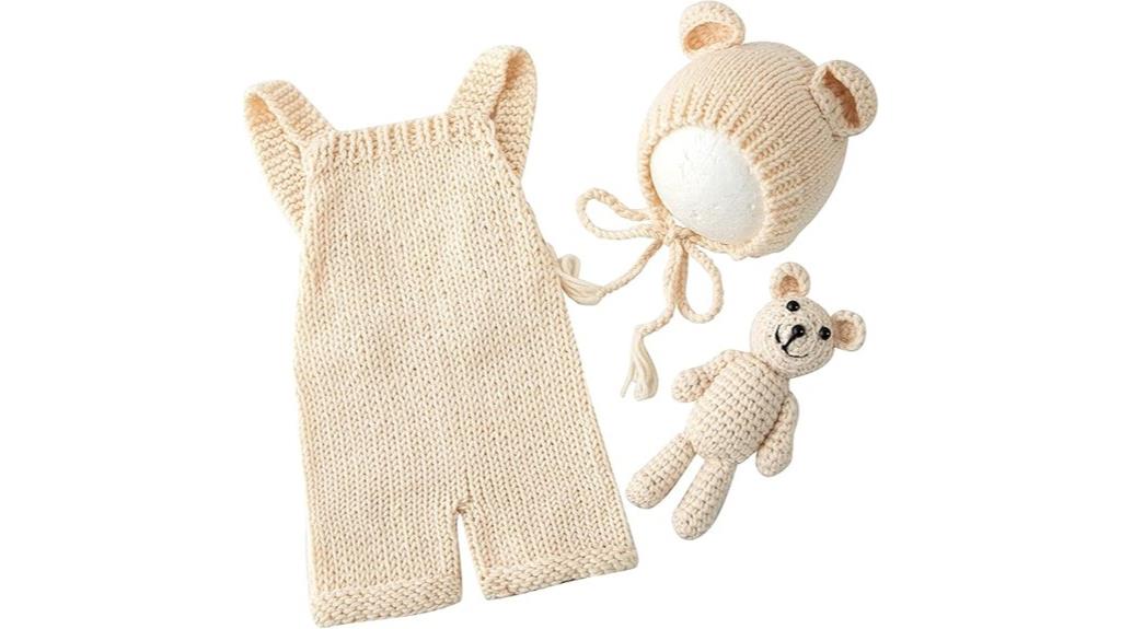 knit bear hat romper