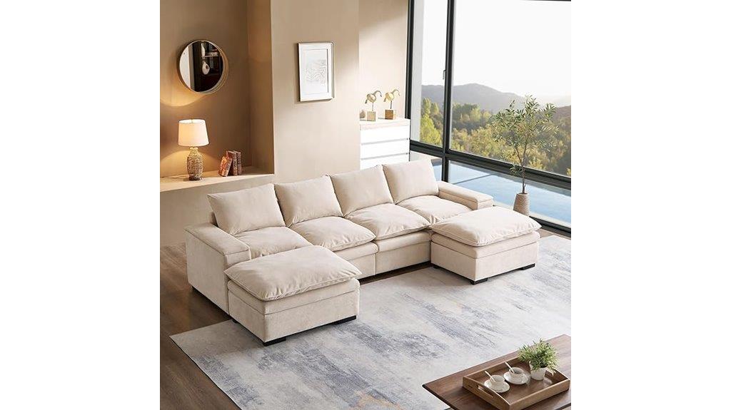 large beige modular sofa