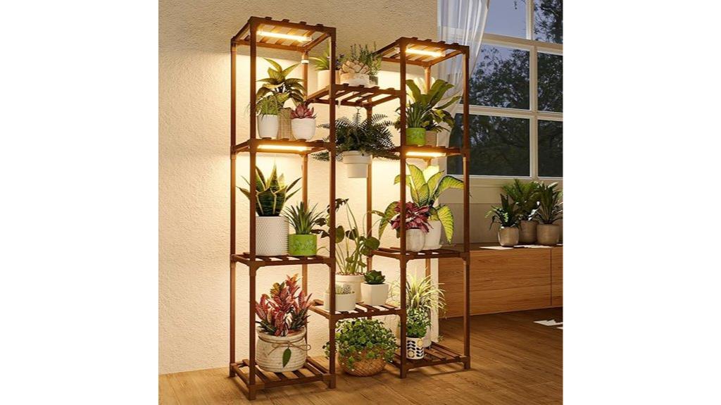 large plant stand with light