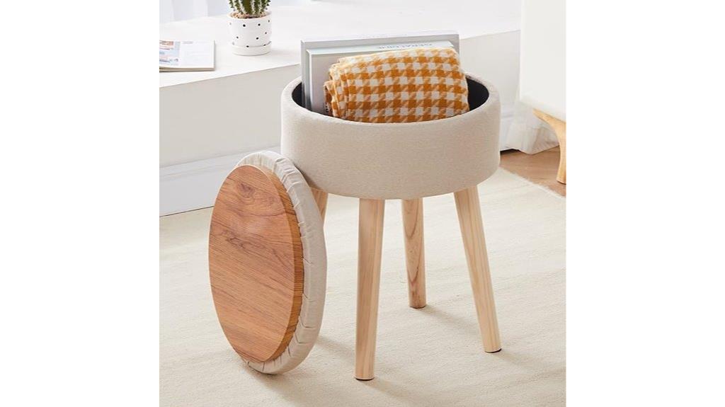 linen round ottoman stool