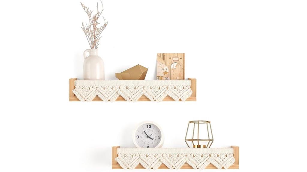 macrame floating wall shelves