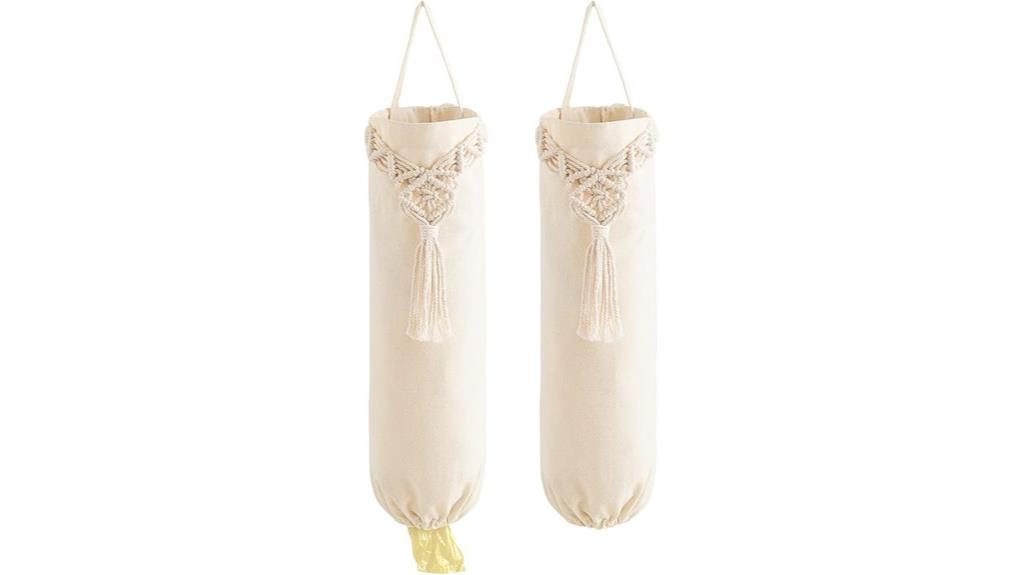 macrame plastic bag dispenser