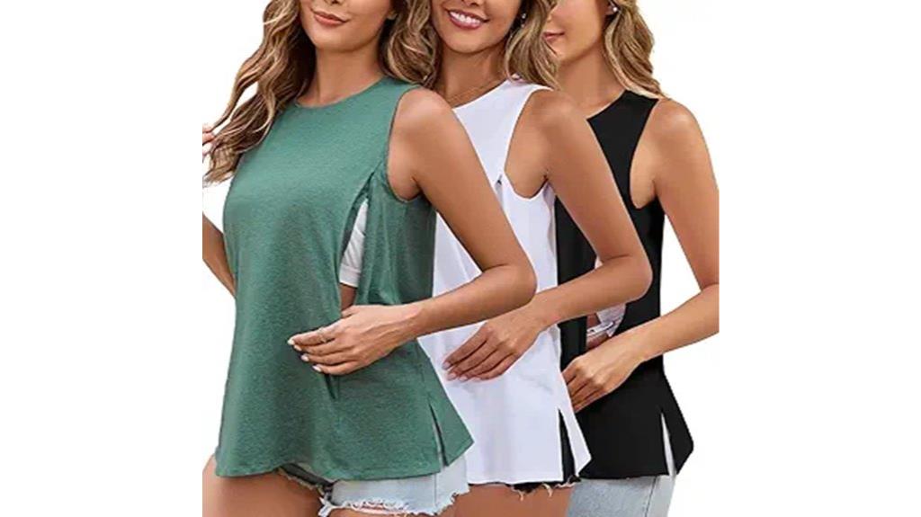 maternity zippered sleeveless tanks