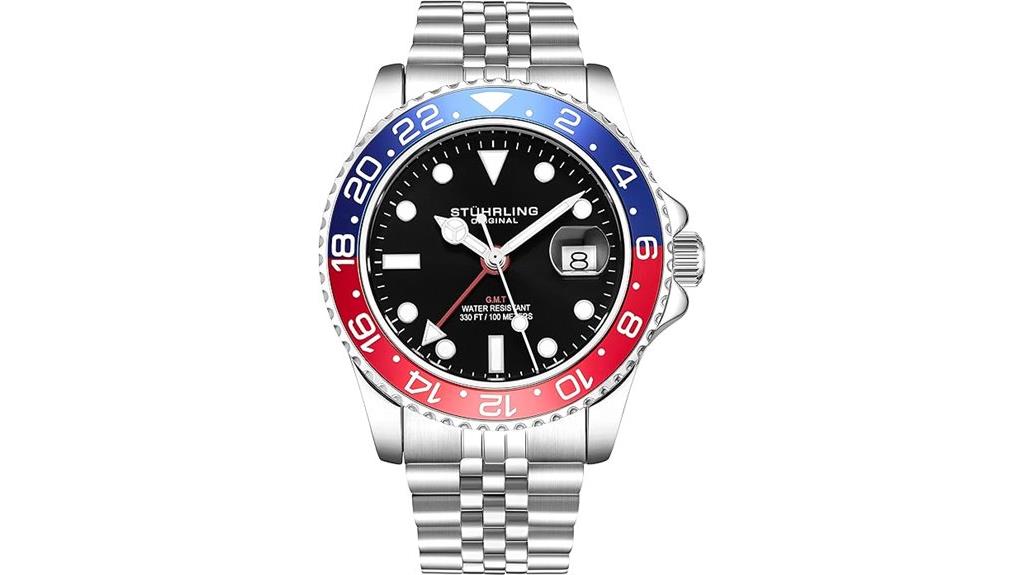 mens stainless steel gmt watch