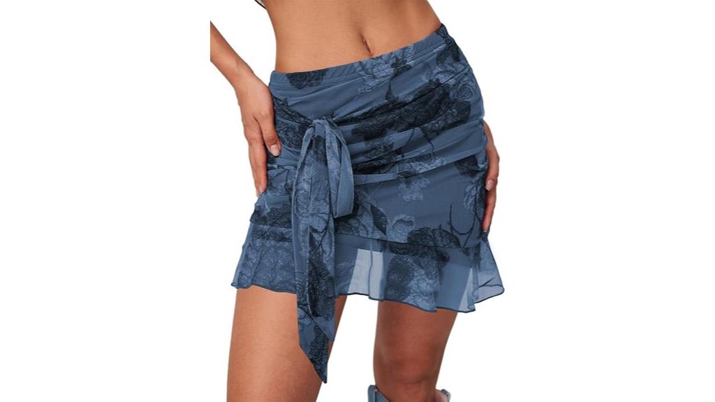 mesh mini skirt with ruffles