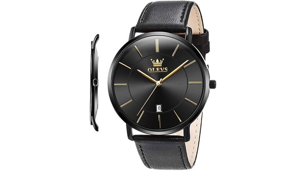 minimalist leather dress watch