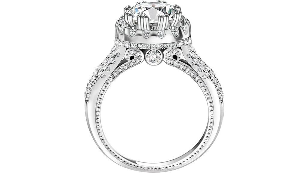 moissanite silver engagement ring