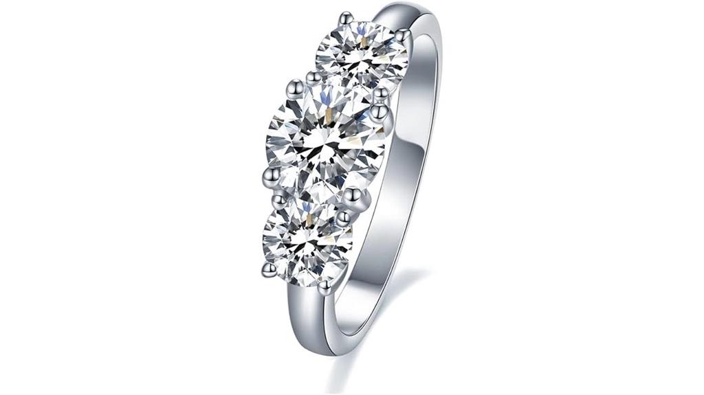 moissanite sterling silver wedding band