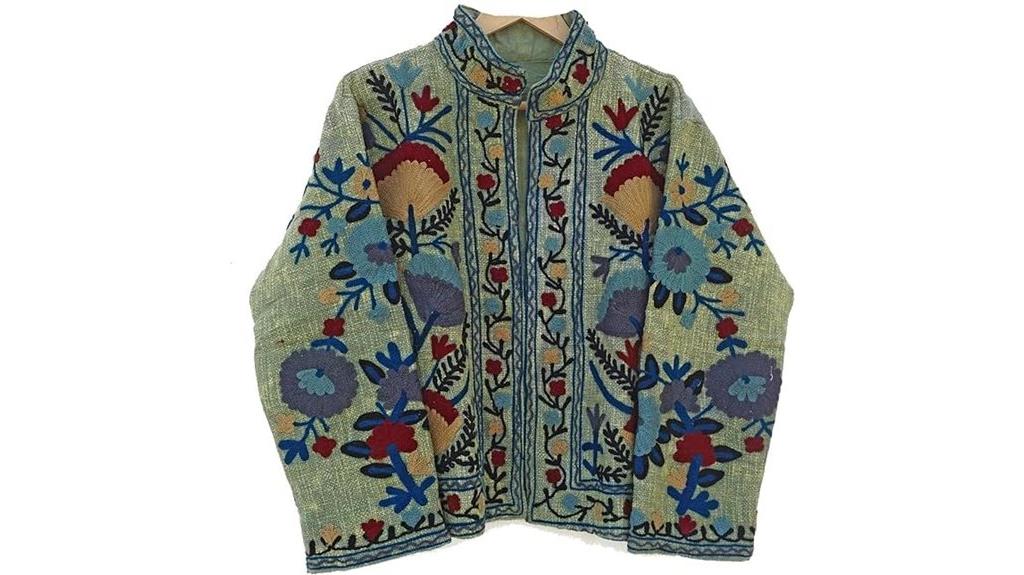 peach floral embroidered jacket