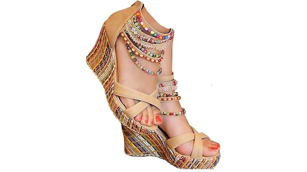 pearl embellished wedge sandals