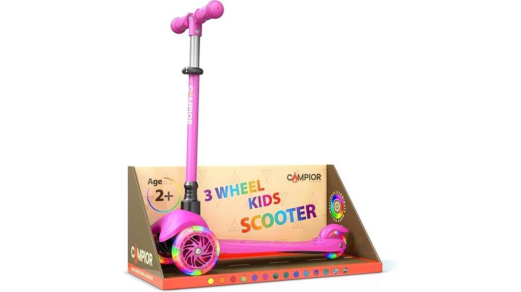 pink children s three wheeled scooter