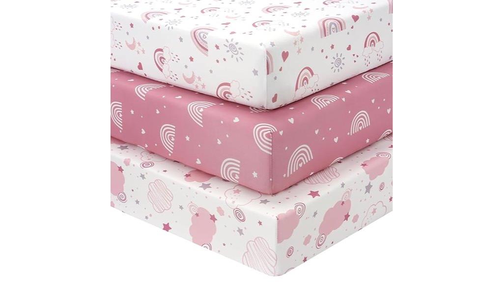 pink rainbow baby sheets
