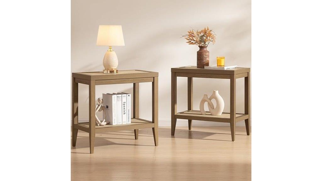rattan bedside nightstands set
