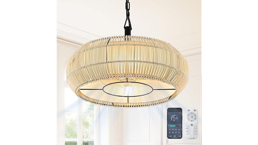 rattan fabric reversible fan