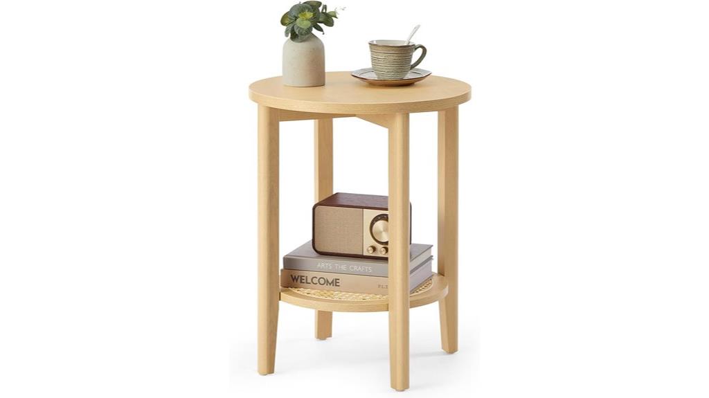 rattan look round side table