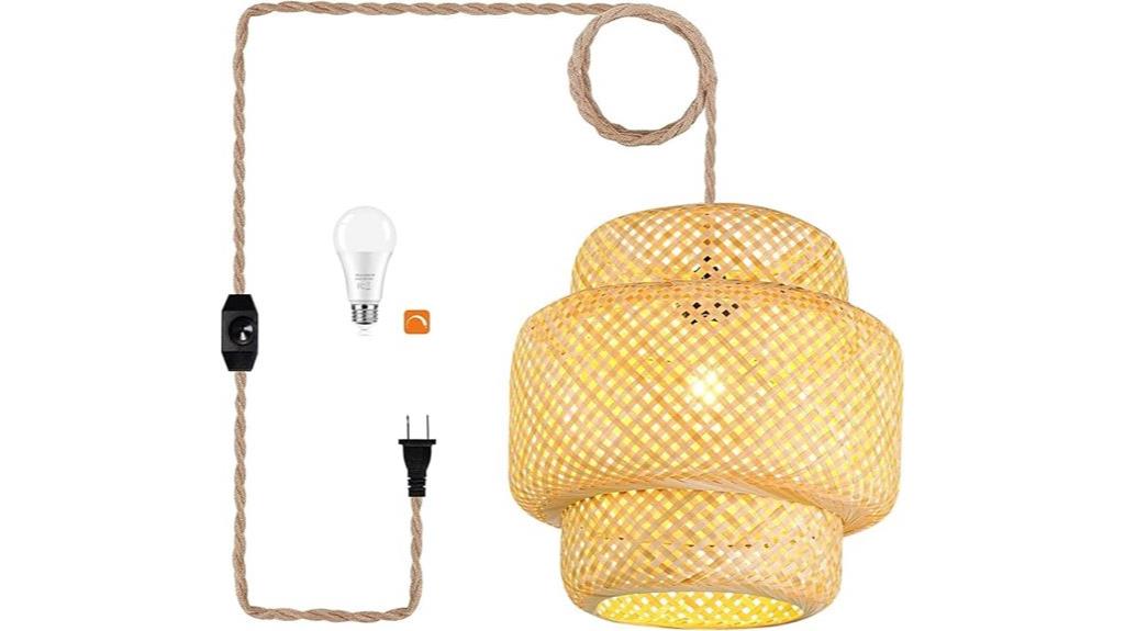 rattan shade pendant light