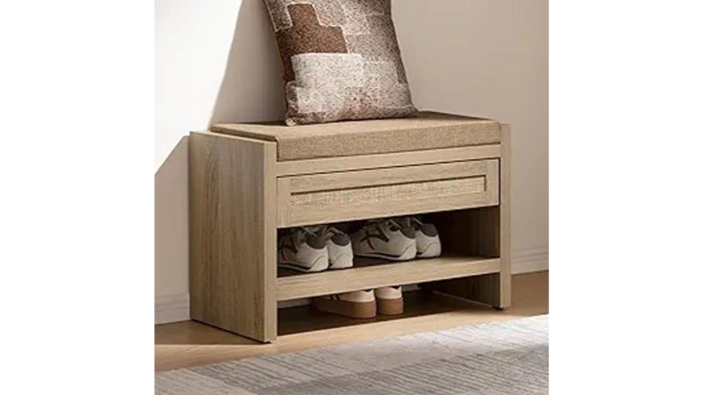 rattan shoe bench storage
