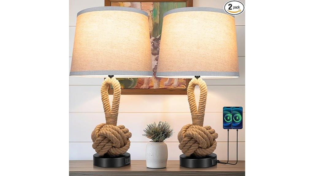 rope bedside lamps set